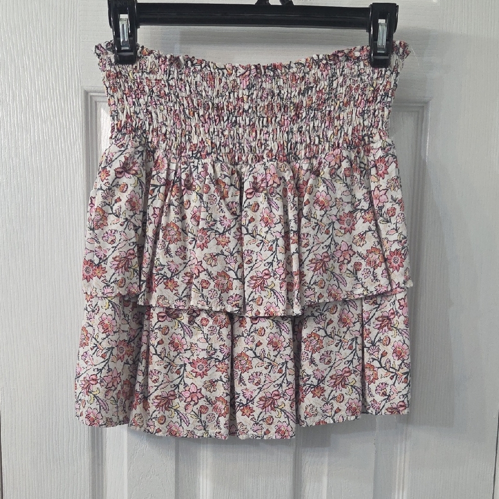Wallflower Pink Floral Smocked Mini Skirt